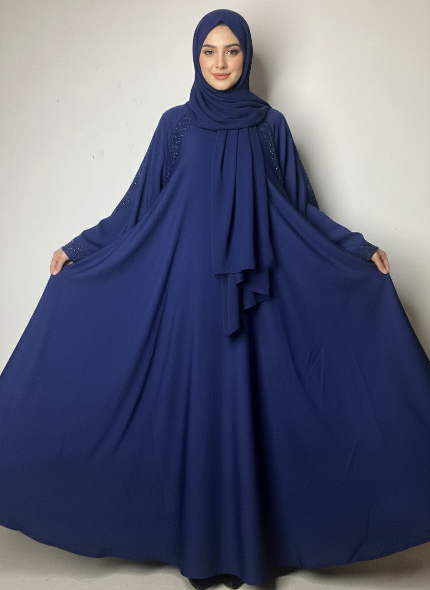 Sparkle-Striped Bazo and Zipper Abaya with free hijab cap