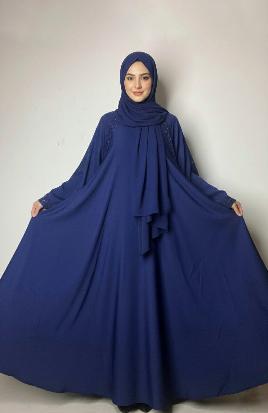 Sparkle-Striped Bazo and Zipper Abaya with free hijab cap