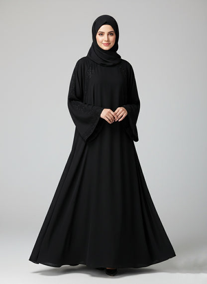 Sparkle-Striped Bazo and Zipper Abaya with free hijab cap