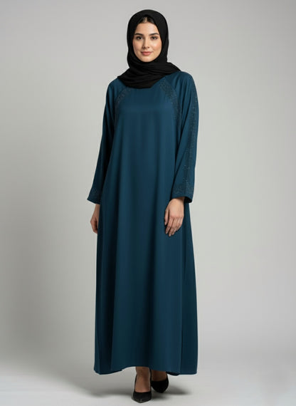 Sparkle-Striped Bazo and Zipper Abaya with free hijab cap