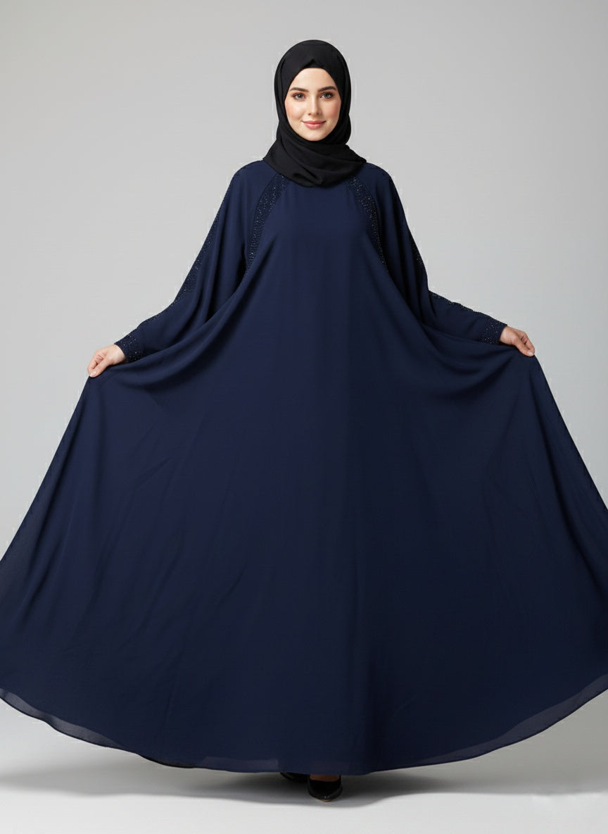 Sparkle-Striped Bazo and Zipper Abaya with free hijab cap