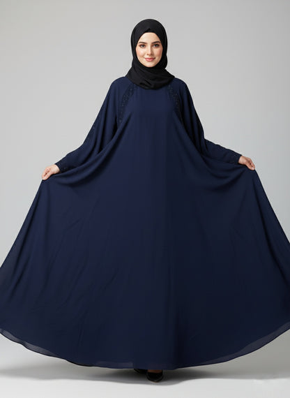 Sparkle-Striped Bazo and Zipper Abaya with free hijab cap