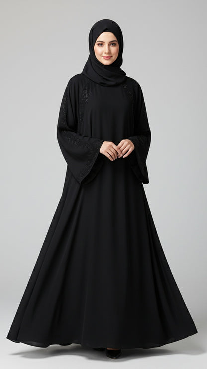 Sparkle-Striped Bazo and Zipper Abaya with free hijab cap